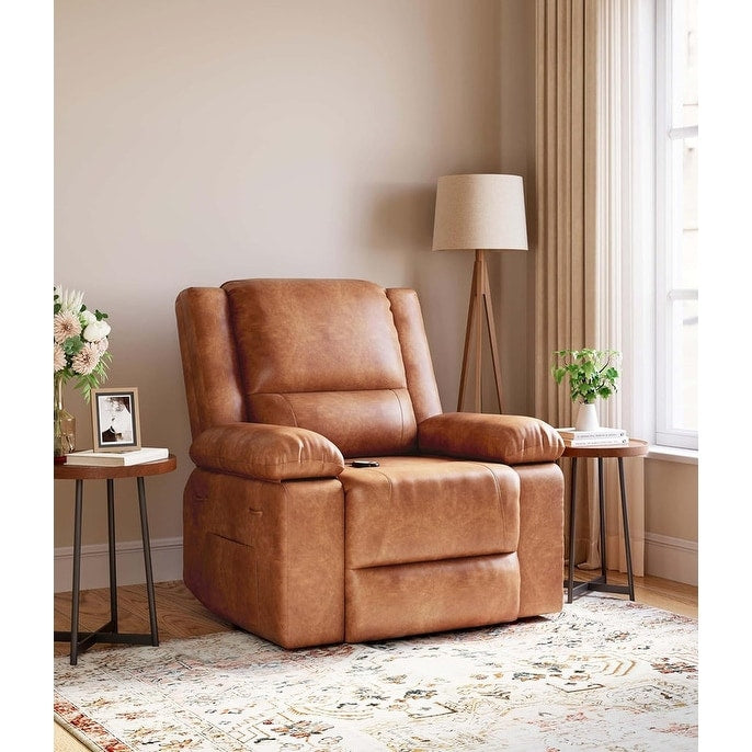 Poltrona reclinabile elettrica in pelle con riscaldamento e massaggio