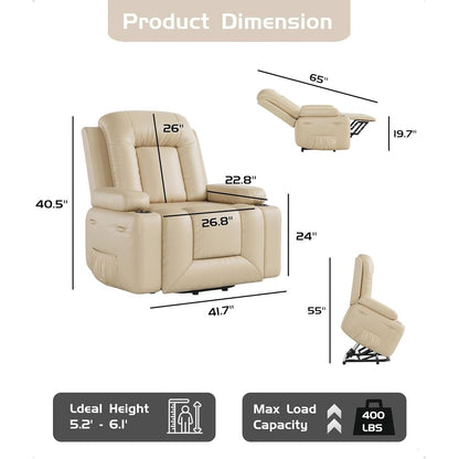 Poltrona reclinabile elettrica in pelle con riscaldamento e massaggio