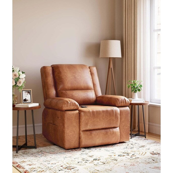 Poltrona reclinabile elettrica in pelle con riscaldamento e massaggio