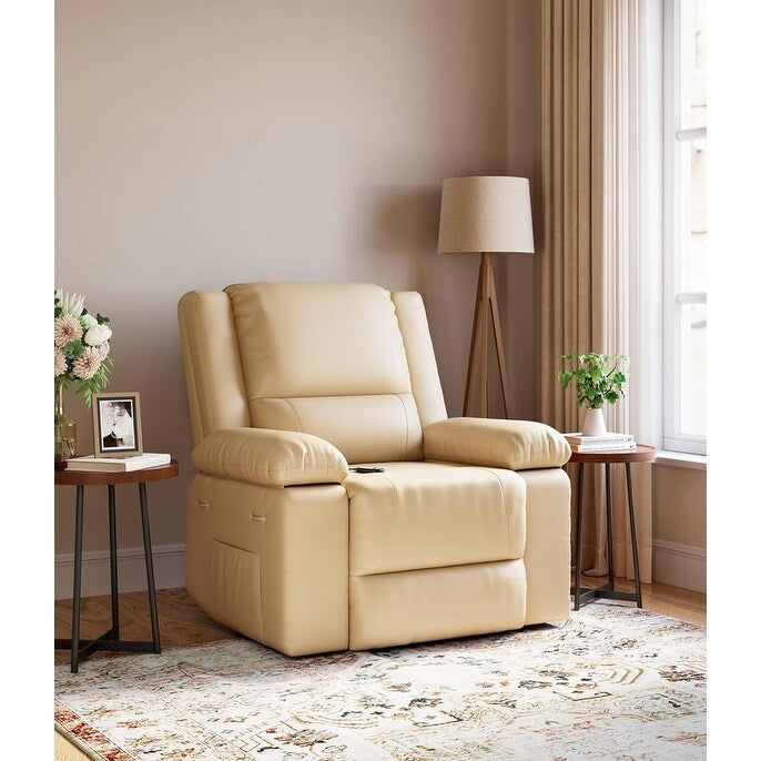 Poltrona reclinabile elettrica in pelle con riscaldamento e massaggio