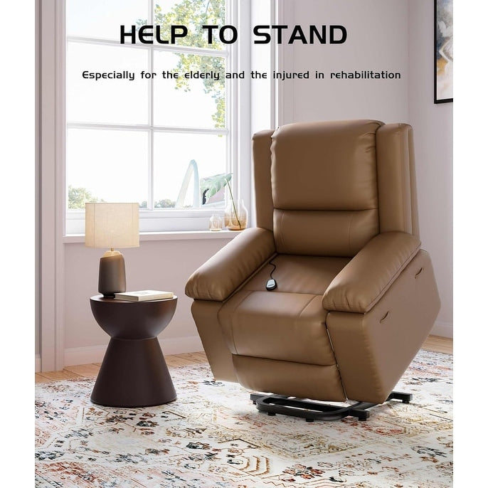 Poltrona reclinabile elettrica in pelle con riscaldamento e massaggio