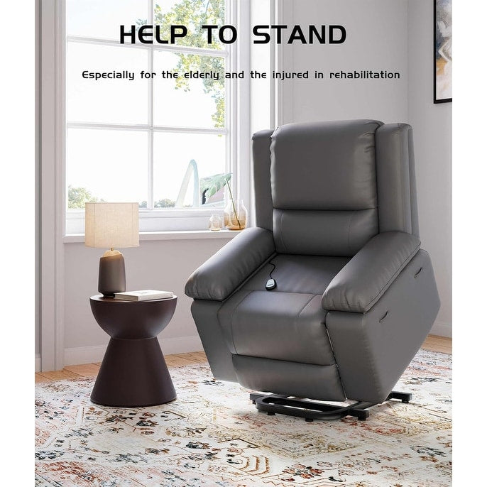 Poltrona reclinabile elettrica in pelle con riscaldamento e massaggio