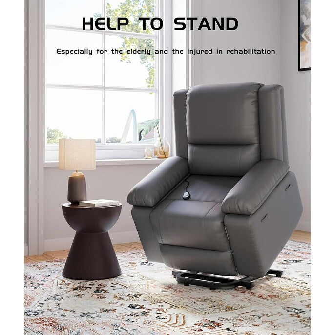 Poltrona reclinabile elettrica in pelle con riscaldamento e massaggio