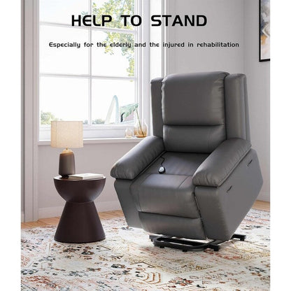 Poltrona reclinabile elettrica in pelle con riscaldamento e massaggio