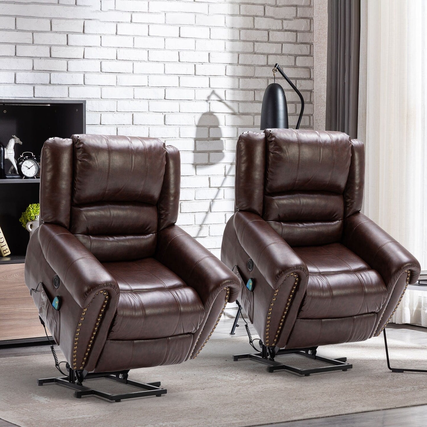 Poltrona reclinabile elettrica traspirante con massaggio, riscaldamento e porta USB