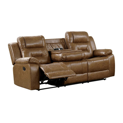 Divano imbottito in similpelle con reclinazione manuale in marrone