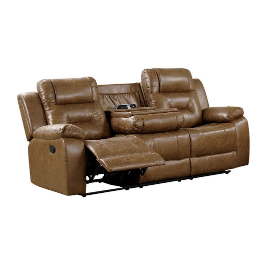 Divano imbottito in similpelle con reclinazione manuale in marrone