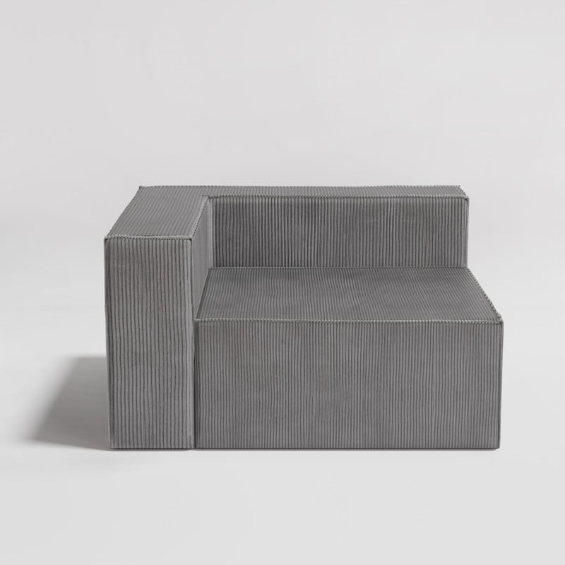 Divano a compressione in velluto a coste con bracciolo sinistro