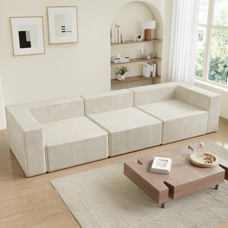 Divano a compressione in velluto a coste con bracciolo sinistro