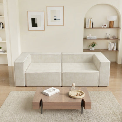 Divano a compressione in velluto a coste con bracciolo sinistro