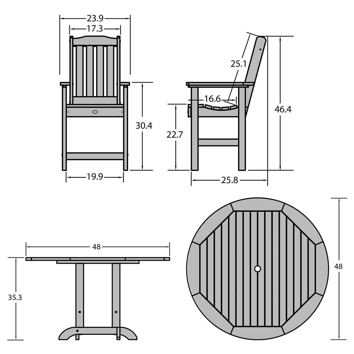 Set da pranzo per esterni Lehigh da 5 pezzi - Tavolo rotondo da 48, altezza bancone