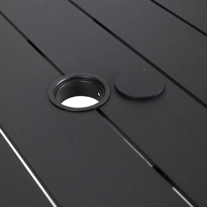 Set da pranzo da esterno da 9 pezzi in alluminio nero serie Chelsea di LeisureMod