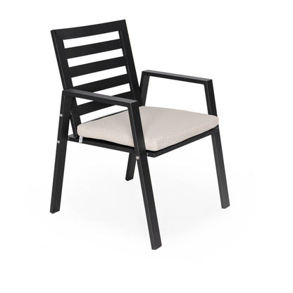 Set da pranzo da esterno da 9 pezzi in alluminio nero serie Chelsea di LeisureMod