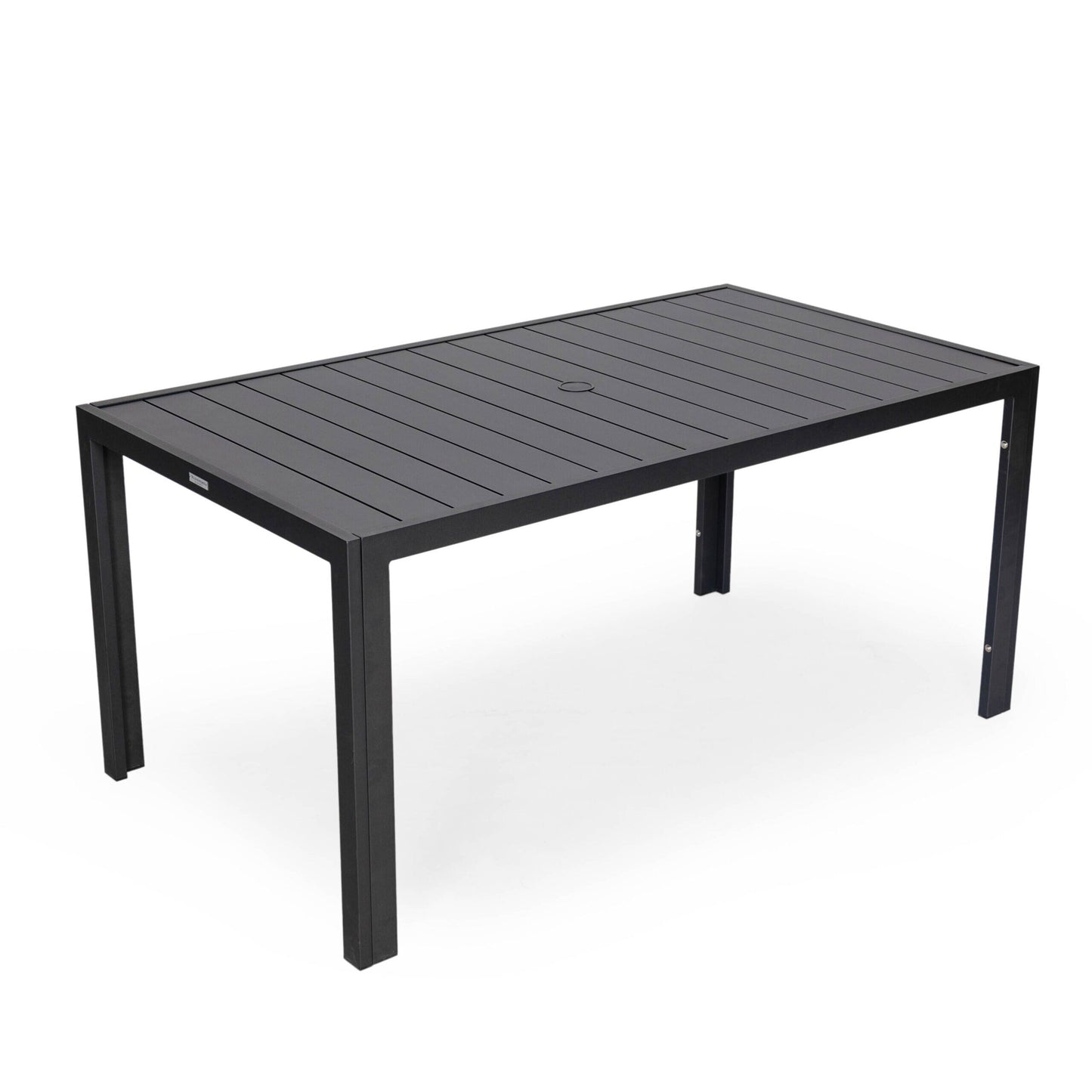 Set da pranzo da esterno da 9 pezzi in alluminio nero serie Chelsea di LeisureMod