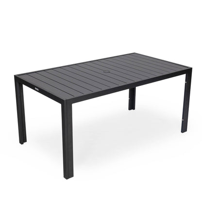 Set da pranzo da esterno da 9 pezzi in alluminio nero serie Chelsea di LeisureMod