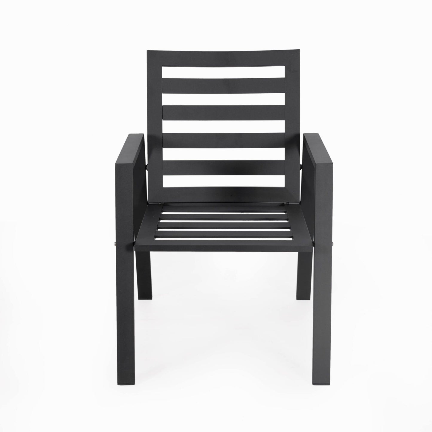 Set da pranzo da esterno da 9 pezzi in alluminio nero serie Chelsea di LeisureMod