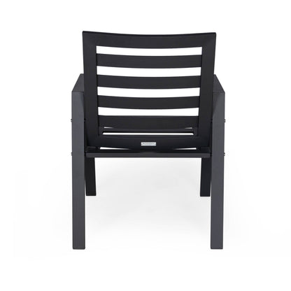 Set da pranzo da esterno da 9 pezzi in alluminio nero serie Chelsea di LeisureMod