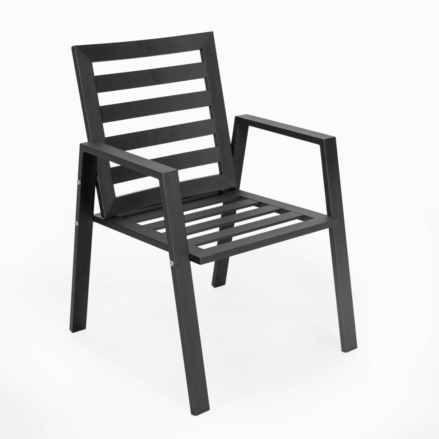 Set da pranzo da esterno da 9 pezzi in alluminio nero serie Chelsea di LeisureMod