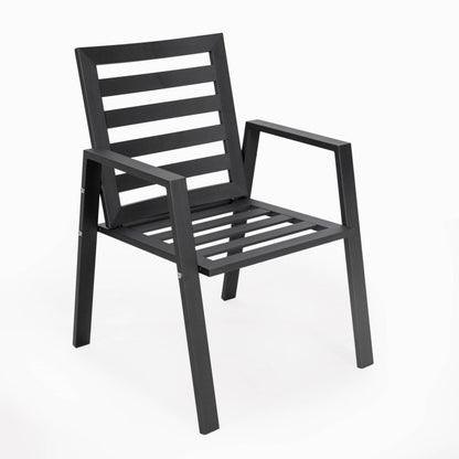 Set da pranzo da esterno da 9 pezzi in alluminio nero serie Chelsea di LeisureMod
