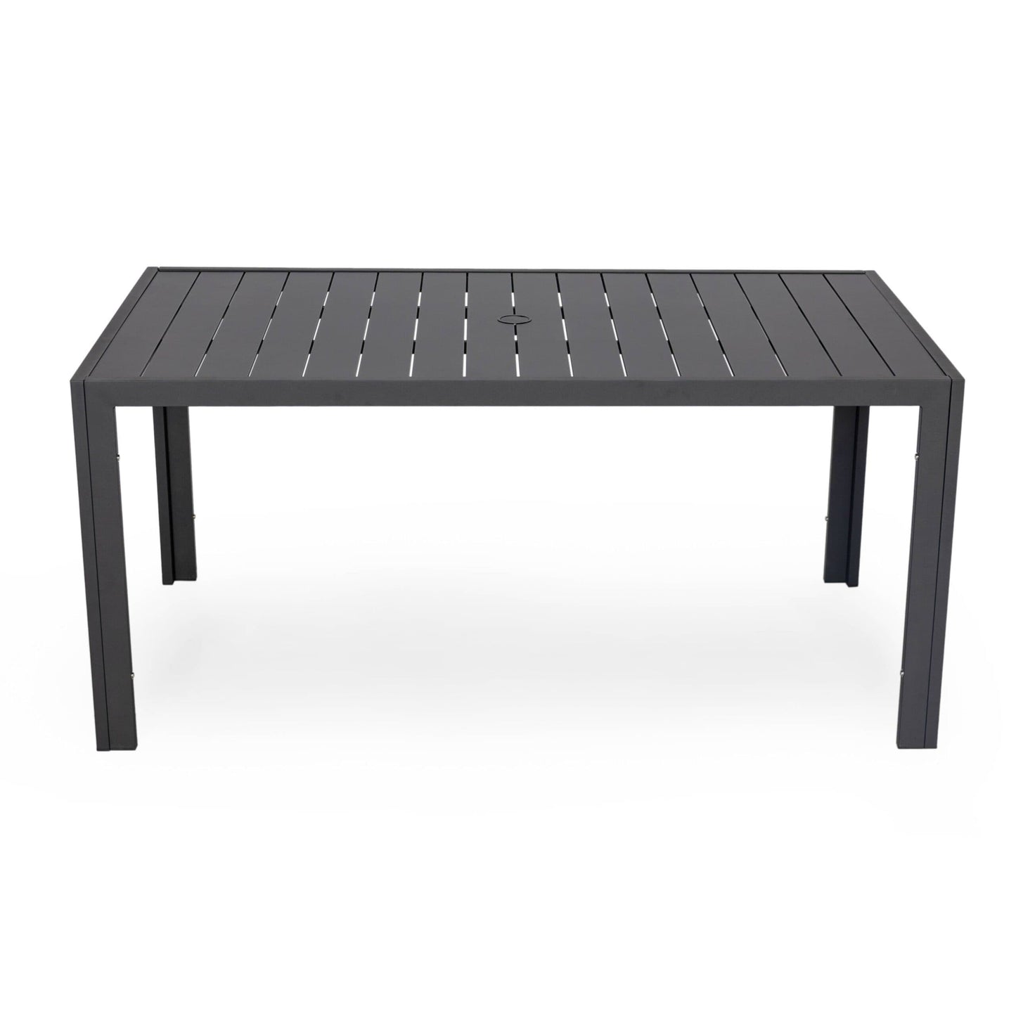 Set da pranzo da esterno da 9 pezzi in alluminio nero serie Chelsea di LeisureMod