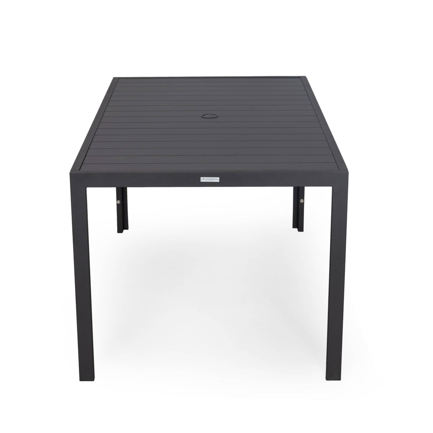 Set da pranzo da esterno da 9 pezzi in alluminio nero serie Chelsea di LeisureMod