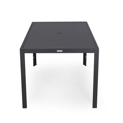 Set da pranzo da esterno da 9 pezzi in alluminio nero serie Chelsea di LeisureMod