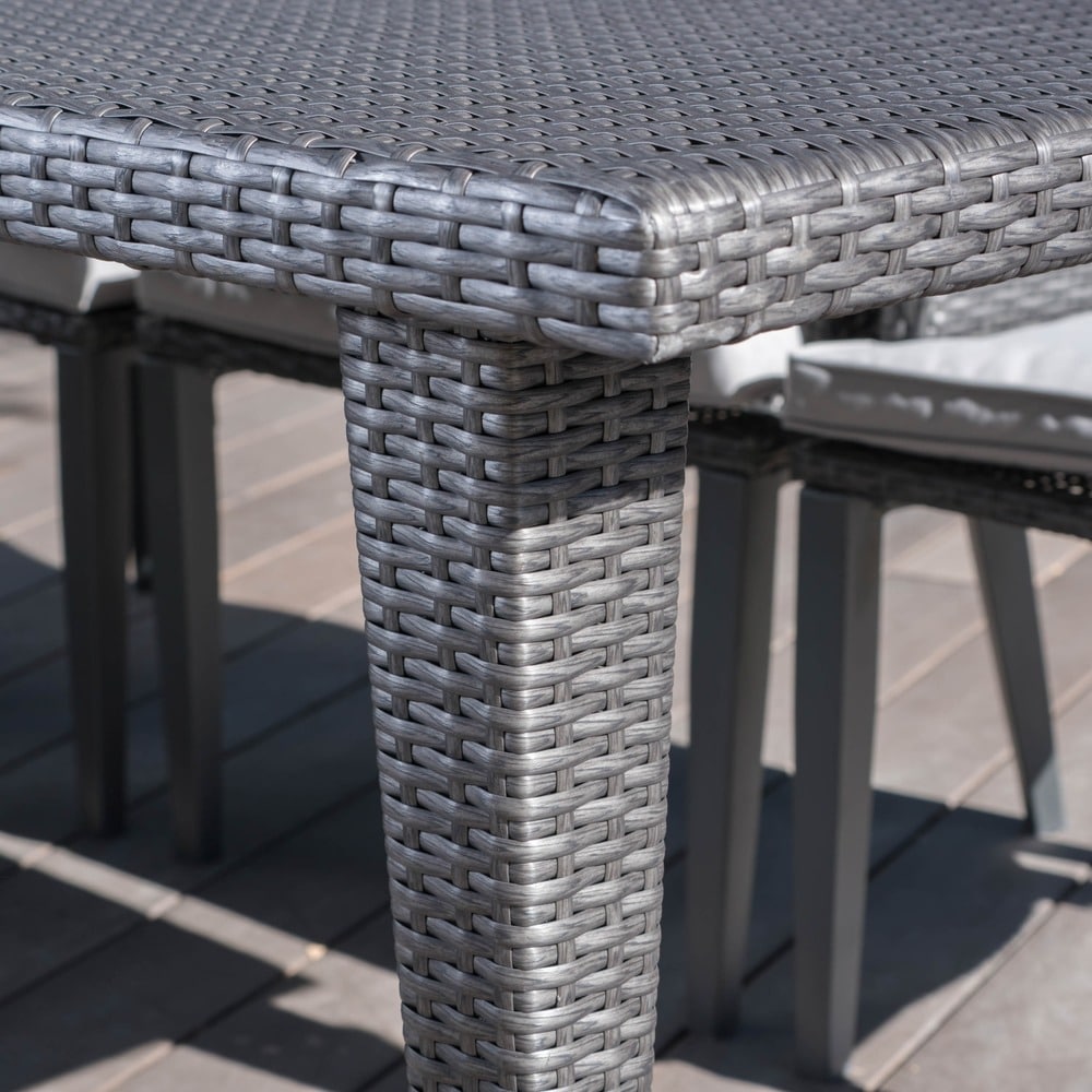 Set da pranzo quadrato in vimini da 5 pezzi Lenox Outdoor con cuscini di Christopher Knight Home