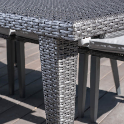 Set da pranzo quadrato in vimini da 5 pezzi Lenox Outdoor con cuscini di Christopher Knight Home