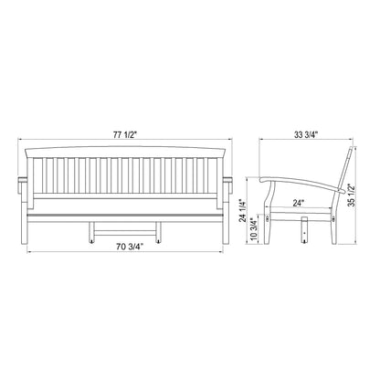 Set da conversazione per patio in legno di teak Cambridge Casual Leon da 5 pezzi