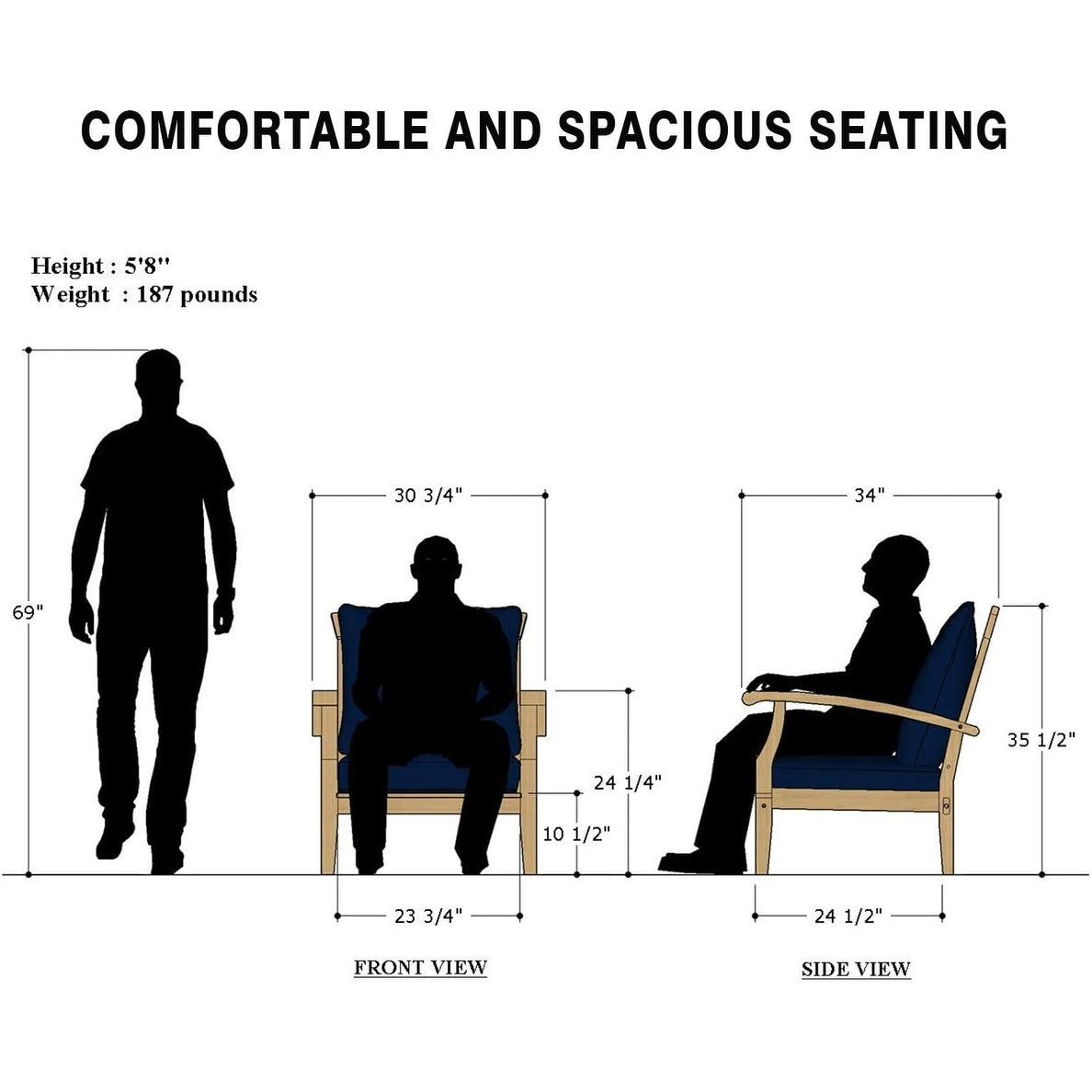 Set da conversazione per patio in legno di teak Cambridge Casual Leon da 5 pezzi