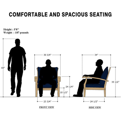 Set da conversazione per patio in legno di teak Cambridge Casual Leon da 5 pezzi