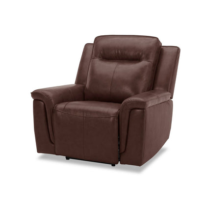 Poltrona reclinabile elettrica Liberty Furniture Avery per soggiorno in pelle color cognac