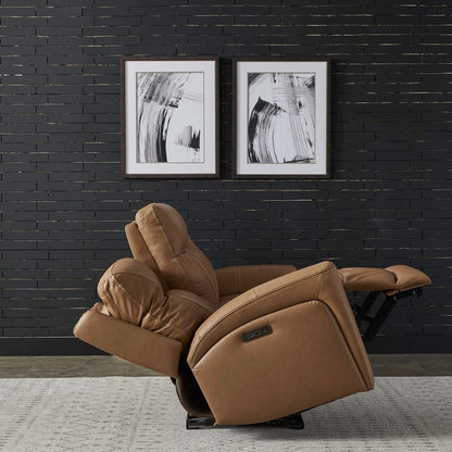 Divano reclinabile elettrico Bennett di Liberty Furniture in pelle marrone Butternut - Larghezza 89 x Profondità 39 x Altezza 41