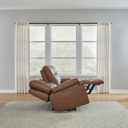 Divano reclinabile elettrico Cameron di Liberty Furniture in pelle marrone - Larghezza 89 x Profondità 39 x Altezza 41