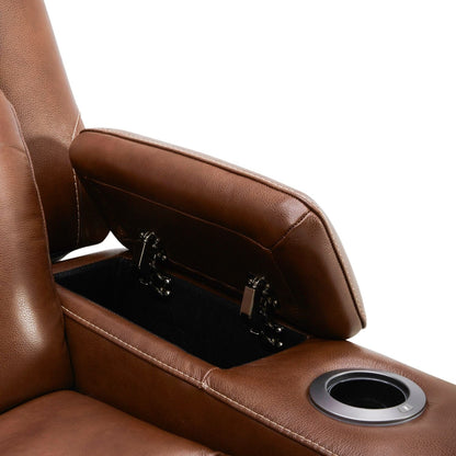 Poltrona reclinabile elettrica Liberty Furniture Caswell in pelle color castagna