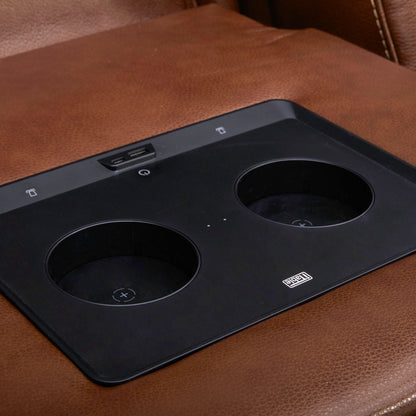 Divano Liberty Furniture Caswell Power in pelle color castagna - Larghezza 91 x Profondità 40 x Altezza 42