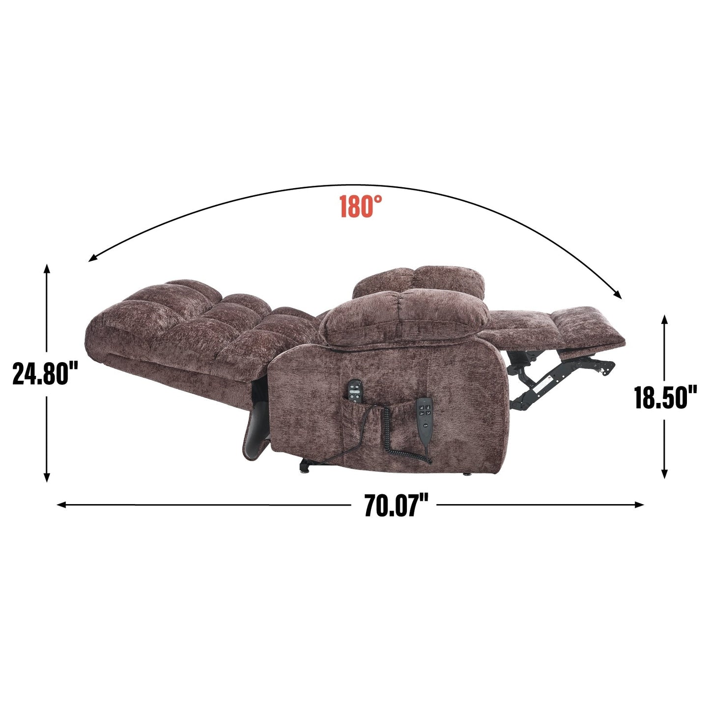Poltrona reclinabile con sollevamento, massaggio termico, doppio motore, posizione infinita, grande poltrona reclinabile elettrica con sollevamento e telecomando
