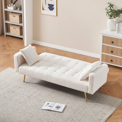 Divano letto trasformabile in pile Teddy beige chiaro