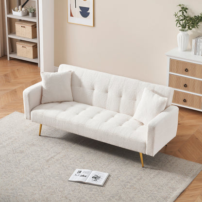 Divano letto trasformabile in pile Teddy beige chiaro