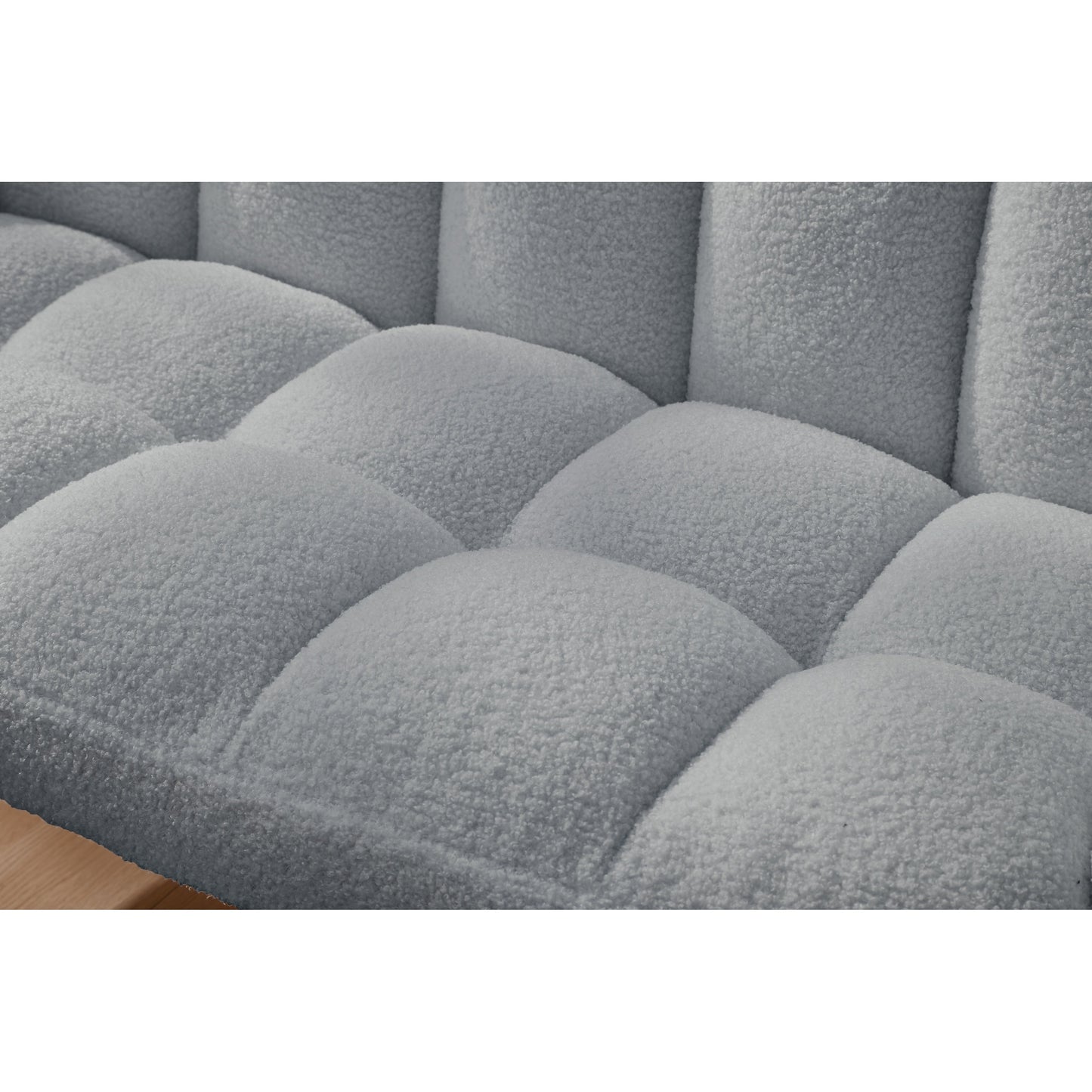 Divano a due posti Teddy azzurro con schienali trapuntati