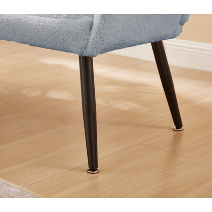 Divano a due posti Teddy azzurro con schienali trapuntati