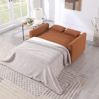 Divano letto trasformabile Boucle Loveseat marrone chiaro 55.12 con schienale regolabile e 2 cuscini per la vita per il soggiorno