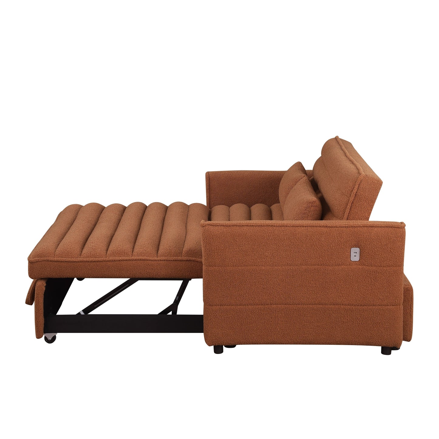 Divano letto trasformabile Boucle Loveseat marrone chiaro 55.12 con schienale regolabile e 2 cuscini per la vita per il soggiorno