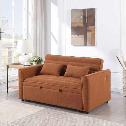 Divano letto trasformabile Boucle Loveseat marrone chiaro 55.12 con schienale regolabile e 2 cuscini per la vita per il soggiorno