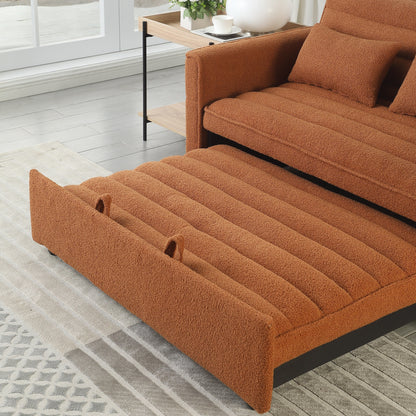 Divano letto trasformabile Boucle Loveseat marrone chiaro 55.12 con schienale regolabile e 2 cuscini per la vita per il soggiorno