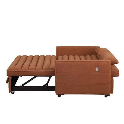 Divano letto trasformabile in bouclé marrone chiaro