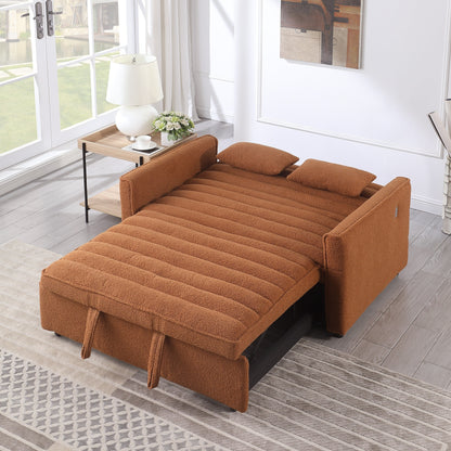 Divano letto trasformabile in bouclé marrone chiaro