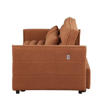 Divano letto trasformabile in bouclé marrone chiaro