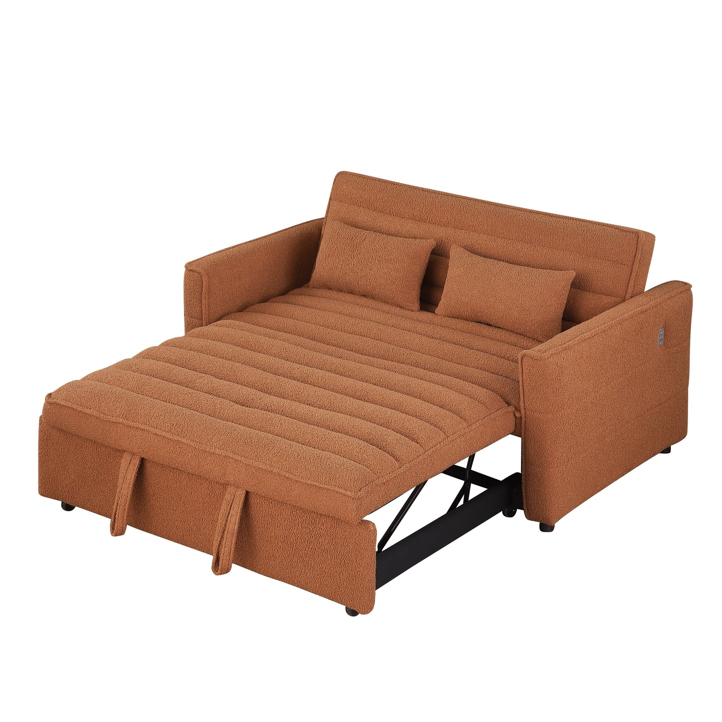 Divano letto trasformabile in bouclé marrone chiaro