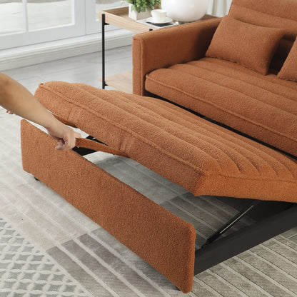 Divano letto trasformabile in bouclé marrone chiaro